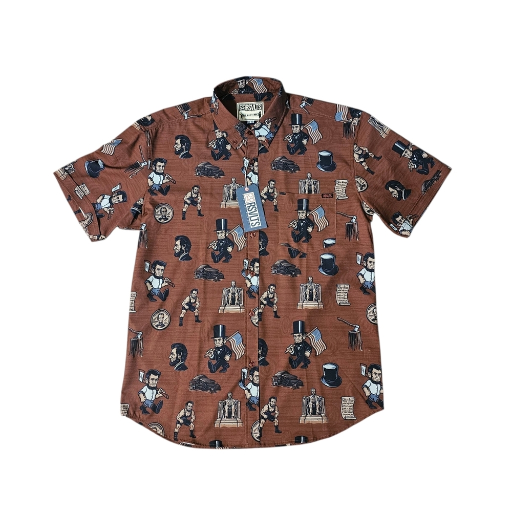 RSVLTS Honest Abe Abraham Lincoln Button Original Design Shirt Men's Large